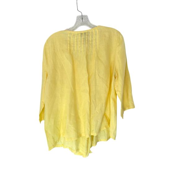 Soft Surroundings Yellow Pleated Lagenlook Coastal Linen Blouse Medium Petite - Picture 9 of 12